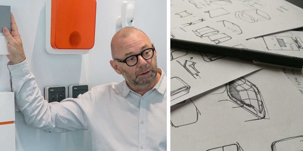 Header split with Erwin van Handenhoven and design sketches