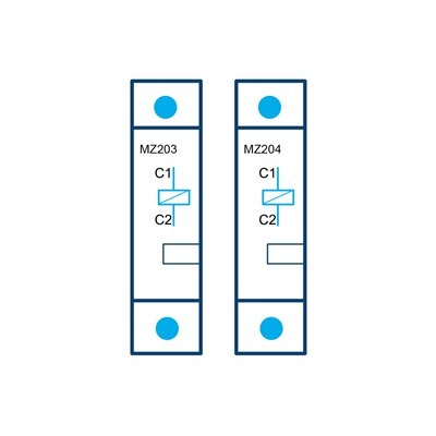 Illustration Schaltkontakte für Hager MZ203 und MZ204 Arbeitsstromauslöser für MCB RCBO (FI-Schalter)