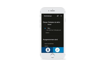 Screenshot Hager Mood App für die Programmierung der digitalen Zeitschaltuhren: Programm vervollständigen
