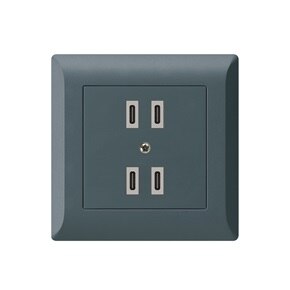 Dunkelgraue kallysto.line Steckdose mit vier USB-C-Anschlüssen