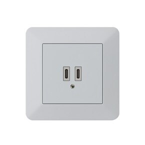 Hellgraue kallysto.trend Steckdose mit zwei USB-C-Anschlüssen