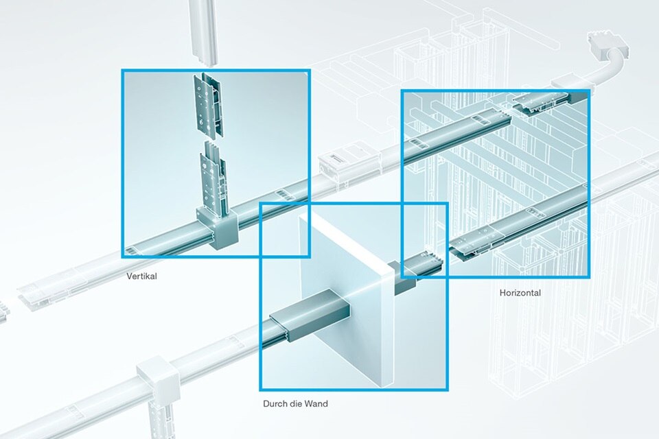 Diagramm der Verlegerouten von Kabeltrassen mit vertikaler, horizontaler und Wanddurchführung Installationen für elektrische Verteilungssysteme
