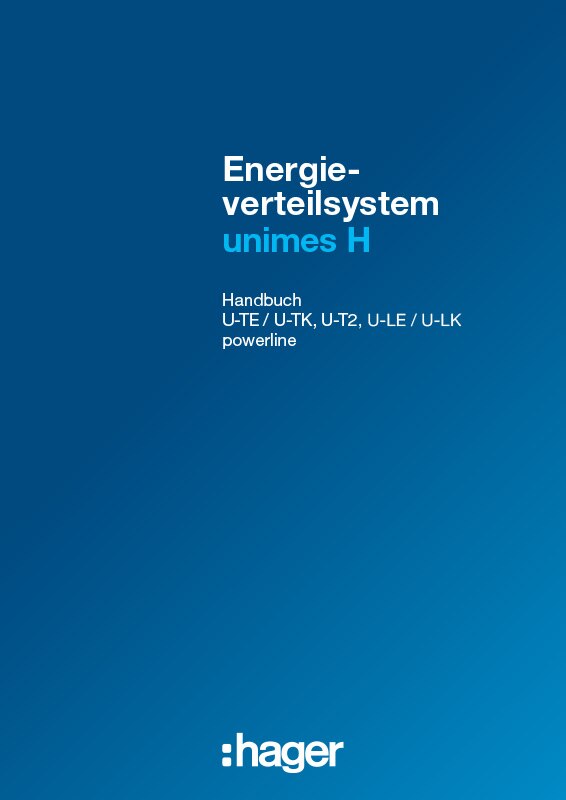 Deckblatt des Handbuchs für Hager Energieverteilungssystem Unimes H mit Produktreferenzen