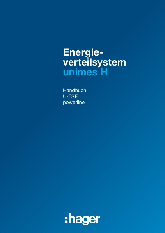 Deckblatt des Handbuchs für das Hager Unimes H Energieverteilsystem mit Logo