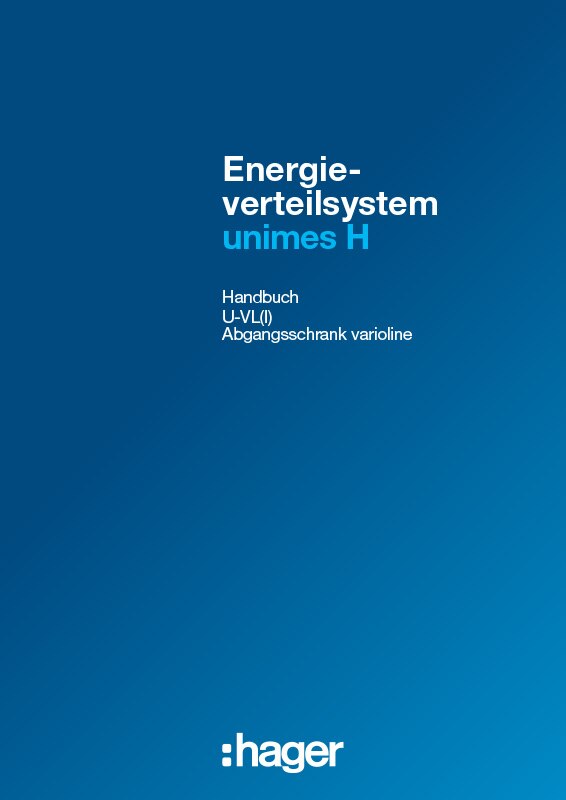 Handbuchdeckblatt des Hager Energieverteilungssystems Unimes H mit Logo
