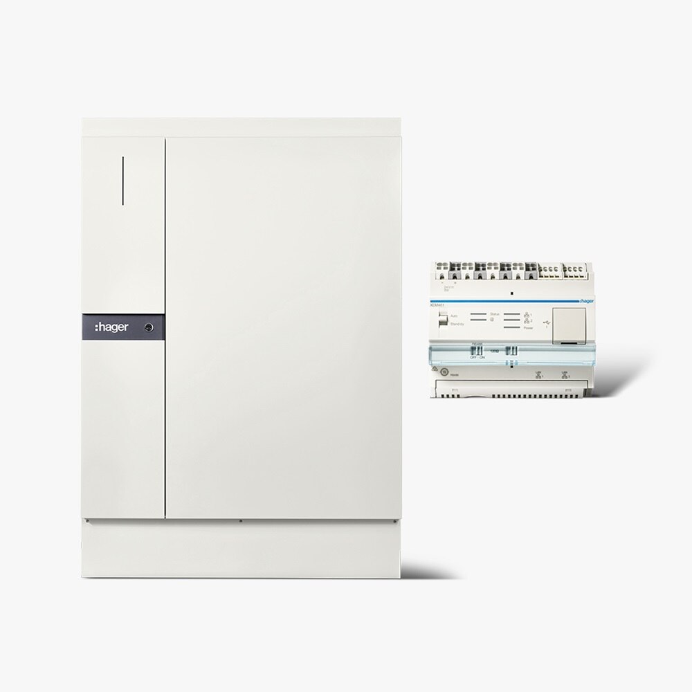 Der Energiespeicher und der Energiemanagement-Controller von Hager.
