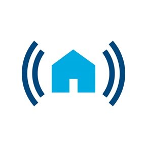 Icon eines Hauses mit Alarmanlage.