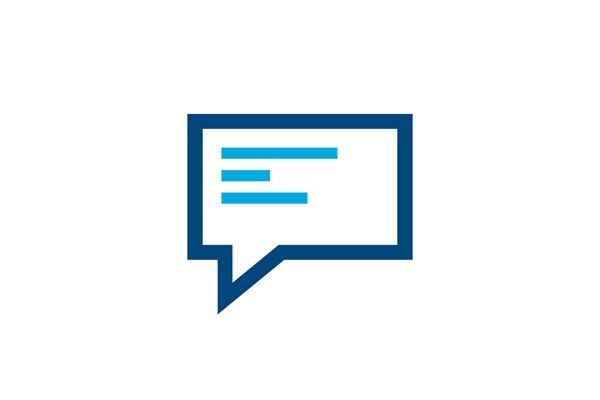 Icon einer Sprachblase mit Text.