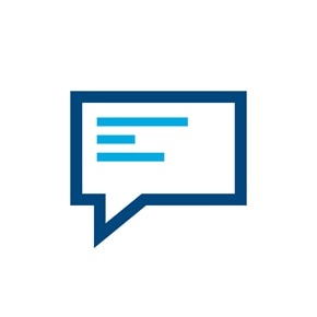 Icon einer Sprachblase mit Text.