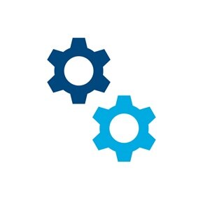 Icon von zwei Zahnrädern, Sinnbild für Einstellungen.