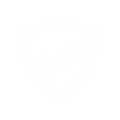 Icon eines Wappens mit Haken, Sinnbild für Sicherheit.