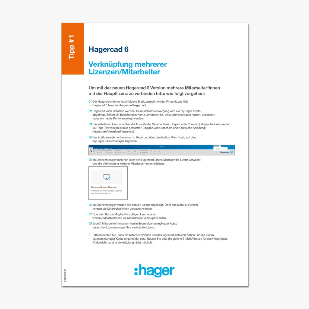 Titelseite vom Hager Tipp 1 zur Software für die Planung von NSHV Hagercad