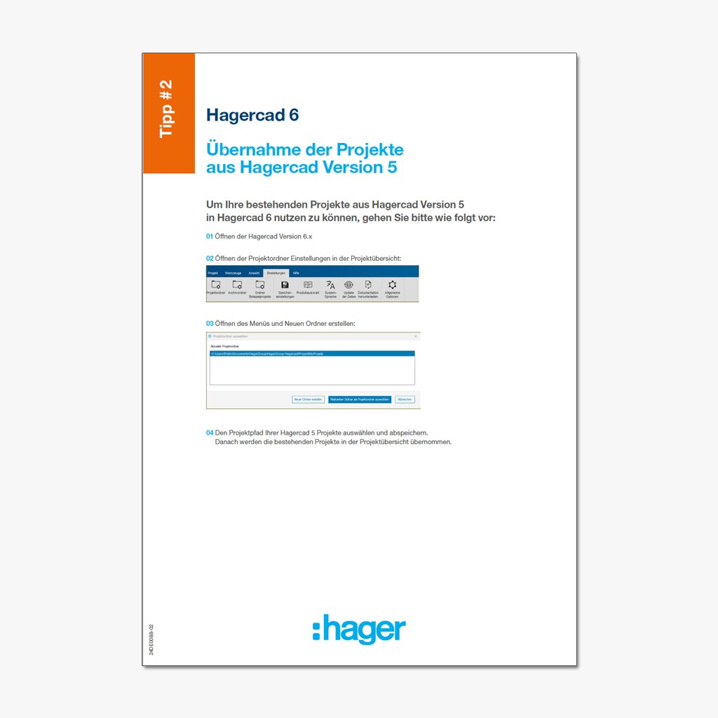 Titelseite vom Hager Tipp 2 zur Software für die Planung von NSHV Hagercad