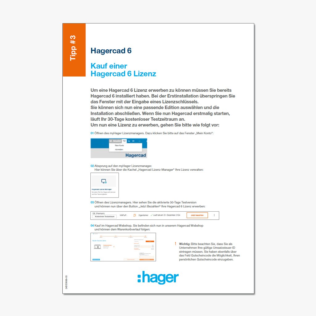Titelseite vom Hager Tipp 3 zur Software für die Planung von NSHV Hagercad