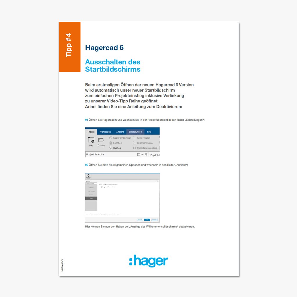 Titelseite vom Hager Tipp 4 zur Software für die Planung von NSHV Hagercad