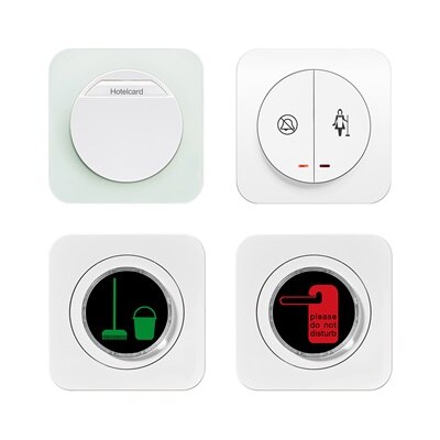 Schalterprogramm Berker R.1 für die Anwendung im Hotel-Bereich.