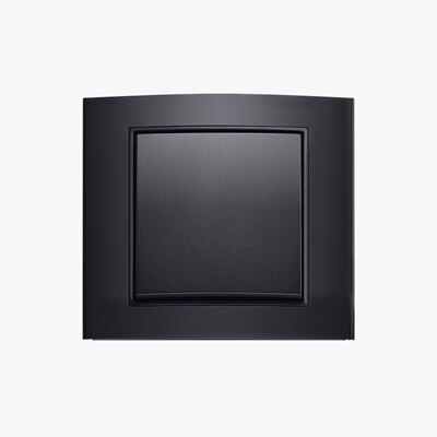 Frontalansicht Berker B.3 Lichtschalter mit 2-fach Wippe und eckigem Rahmen in Schwarz 