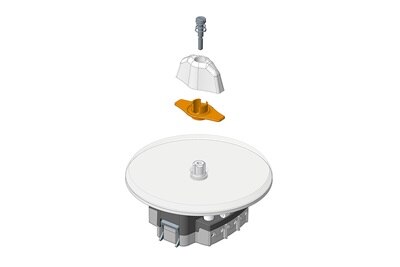 Illustration des Aufbaus des Berker Serie Glas Drehschalters mit Knebel