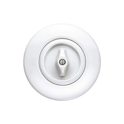 Frontalansicht Berker Serie 1930 Lichtschalter mit Kebel und runder Abdeckplatte in Weiß