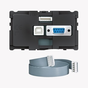 Baugruppe REH320Y von Elcom für Paketboxen, Blick auf Interface und Flachband-Datenkabel