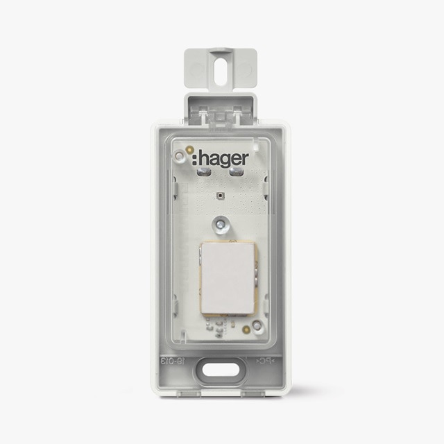 Frontalansicht Hager EEN003W Funk Helligkeitssensor für AP-Montage, Status LED inaktiv