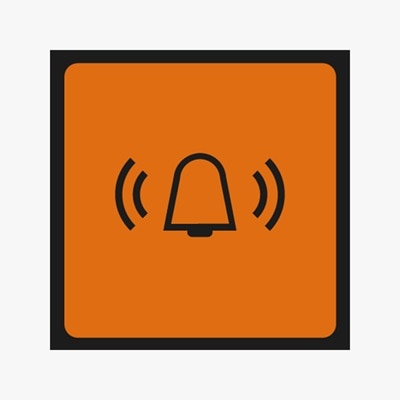 Piktogramm mit Alarmglocke, Warntafel für Alarmierungen