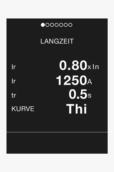 Detailansicht Display der Auslöseeinheit sentinel für offene Leistungsschalter von Hager HW+ Produktfamilie, Anzeige diverser Langzeit-Werte