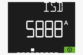 Detailansicht Display der Auslöseeinheit sentinel für offene Leistungsschalter von Hager HW+ Produktfamilie, Anzeige und Einstellung Kurzzeitgrenzwert