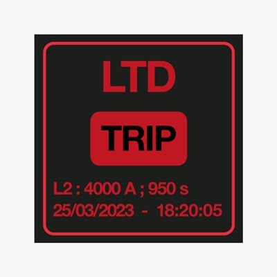 Anzeige Werte zu Langzeit-Überlastschutz (LTD) auf Display Hager Auslöseeinheit sentinel LI/LIS/LSIG