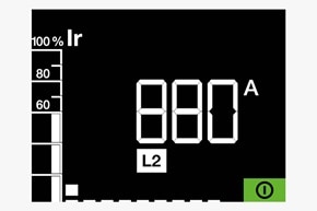 Anzeige der Stromstärke zu lr als Zahl auf Display Hager Auslöseeinheit sentinel LI/LIS/LSIG für offene Leistungsschalter Produktfamilie HW+