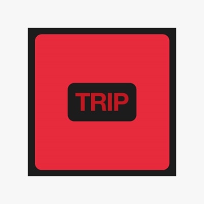 Piktogramm mit rotem Quadrat und mittigem Schriftzug TRIP