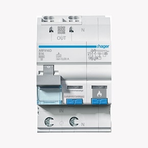 Frontalansicht Hager ARF916D Brandschutzschalter (AFDD), Schutzeineinrichtung gegen Fehlerlichtbögen in elektrischen Anlagen