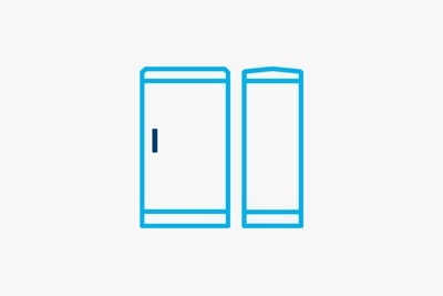 Piktogramm mit Verteilerschrank verschiedener Bauformen für den Außenbereich