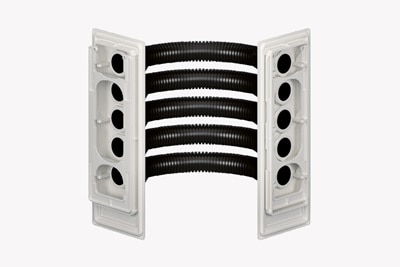 Frontalansicht Hager ZM75S Sammelschienen-Eckverbinder zur Verbindung zweier univers Z Zählerschränke/Schaltschränke