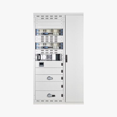 Frontalansicht Hager unimes H Combiway Abgangsschrank in geschlossenem Zustand