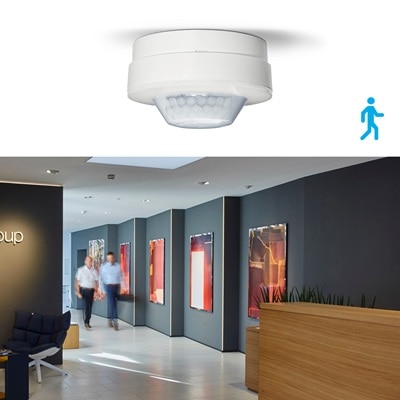 Blick auf Gehäuse mit Sensoreinheit eines Bewegungsmelders/Präsenzsmelders