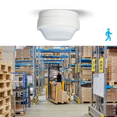 Blick auf Gehäuse mit Sensoreinheit eines Bewegungsmelders/Präsenzsmelders