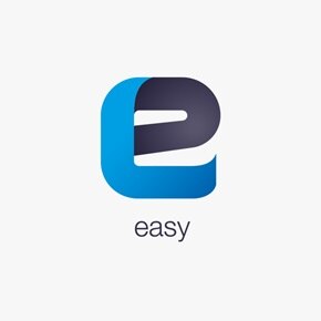 Easy Logo in Blau und Grau mit Textzusatz easy darunter