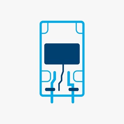 Piktogramm KNX Implus Gateway mit Gehäuse, verbauten Baugruppen und Schaltkontakten