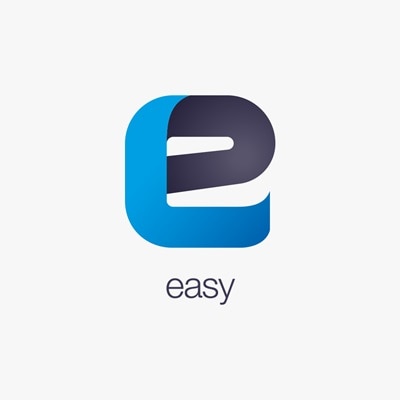 Easy Logo in Blau und Grau mit Textzusatz easy darunter