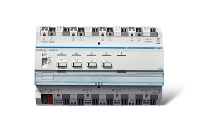 Frontalansicht Hager TXA664AN KNX easy Universal-Dimmaktor 4-fach zur Lichtsteuerung