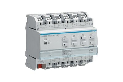 Schrägansicht Hager TYAS628C KNX Rollladen-/Jalousieaktor 8-fach