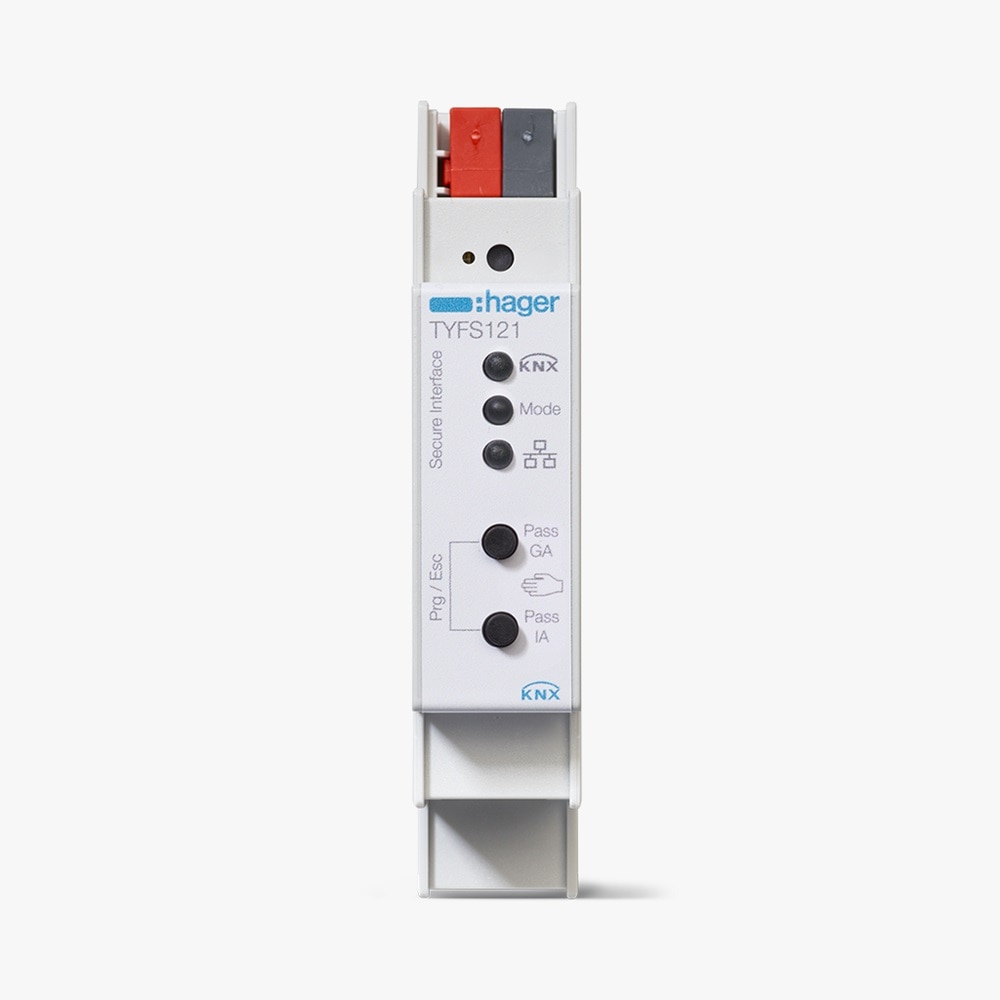 Frontalansicht Hager TYFS121 KNX/IP Router Secure und Medien-Gateway