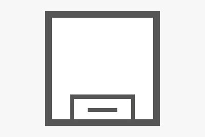 Ansicht von oben auf grauen quadratischen Kabelauslass der Bodentank-Abdeckung für für nivillierbare Kassetten 