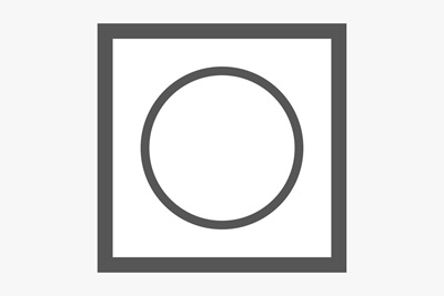 Ansicht von oben auf graue quadratischen Abdeckung mit Tubus für Bodentanks von Hager