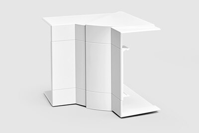 Blick auf Hager Haubenformteil BR651304H9016 Inneneck in Verkehrsweiß für Brüstungskanäle