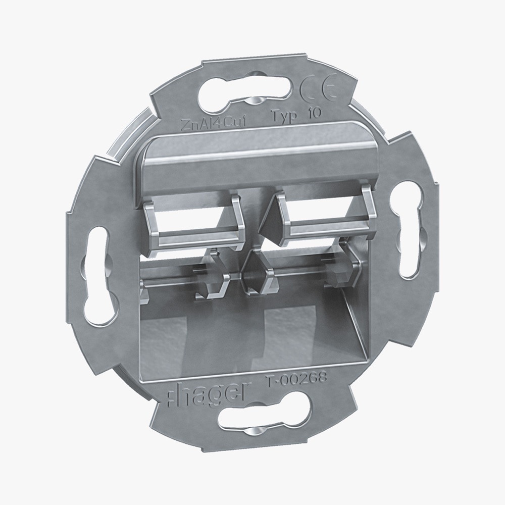 Frontalansicht Hager GMDM102 Montagerahmen RJ45 2-fach für GZDM2-Module