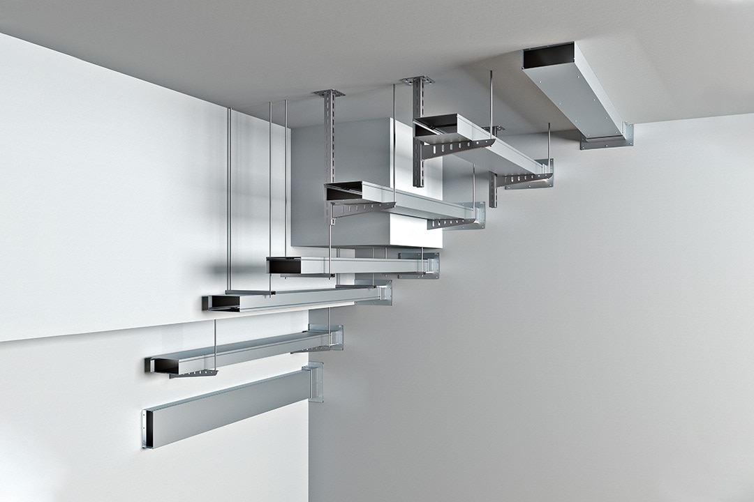 Übersicht der möglichen Montage-Systeme für Hager FWK Plus Brandschutzkanäle (Decken- und Wandmontage)