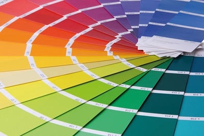 Farbfächer zur möglichen Individualisierung von Hager, Berker und Elcom Produkten.