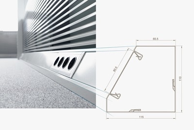 Eckkanal Tehalit aus Stahlblech mit Berker Steckdosen.